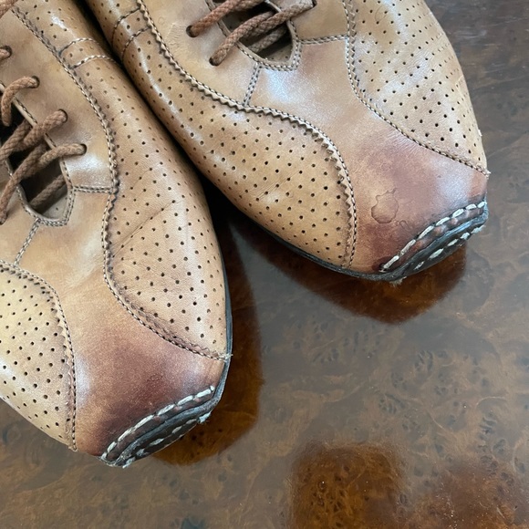 Santoni Made in Italy Perforated Leather Sneakers in Tan Size 13 $695 - Picture 8 of 8